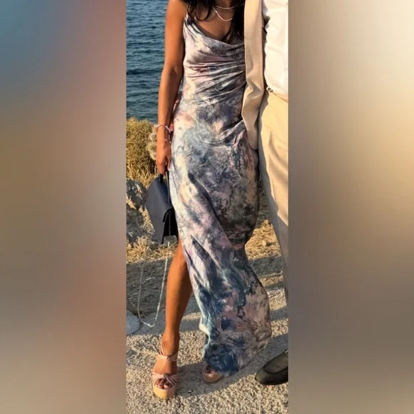 Revolve Michael Costello Braxton Dress in Oil Abstract Print XXS - Picture 5 of 6